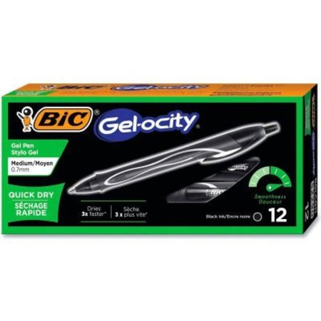 BIC BIC Gel-ocity Quick Dry Retractable Gel Pen, Medium 0.7mm, Black Ink/Barrel, Dozen RGLCG11-BK
